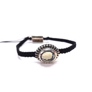 King Baby Studio Macrame Braided Bracelet Turquoise Centerpiece In Silver .925